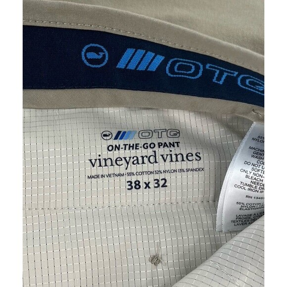 Vineyard Vines Men 38x32 Beige Performance On The Go OTG Pant Golf Original Fit - Picture 7 of 8